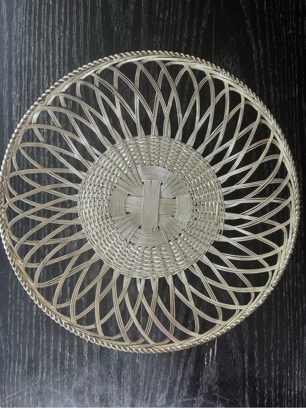 Vintage MCM Round Wire Basket